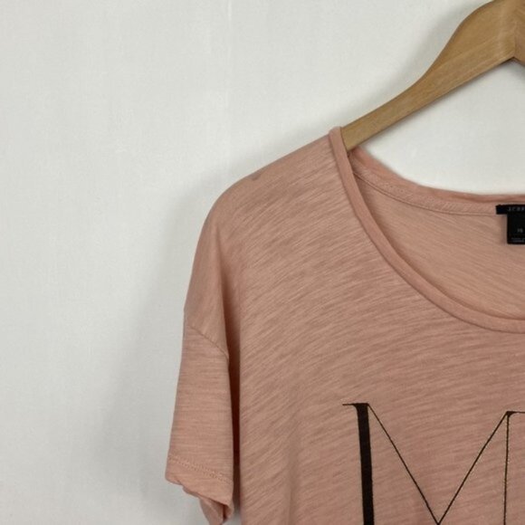 J.Crew S / M Modern Graphic Tee T-Shirt Blush Pink Black & Gold Letters - Picture 5 of 14